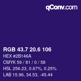 カラーコード: RGB 43.7 20.6 106 | qconv.com