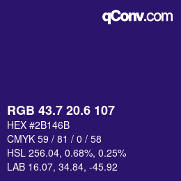 カラーコード: RGB 43.7 20.6 107 | qconv.com