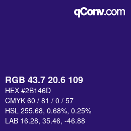 カラーコード: RGB 43.7 20.6 109 | qconv.com