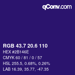カラーコード: RGB 43.7 20.6 110 | qconv.com