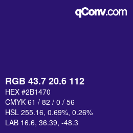 カラーコード: RGB 43.7 20.6 112 | qconv.com