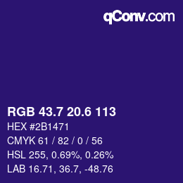 カラーコード: RGB 43.7 20.6 113 | qconv.com