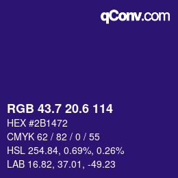 カラーコード: RGB 43.7 20.6 114 | qconv.com