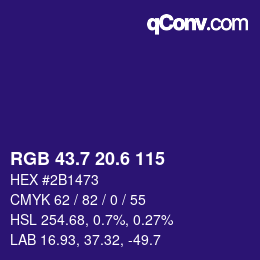 カラーコード: RGB 43.7 20.6 115 | qconv.com
