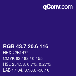 カラーコード: RGB 43.7 20.6 116 | qconv.com