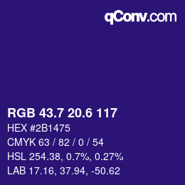 カラーコード: RGB 43.7 20.6 117 | qconv.com
