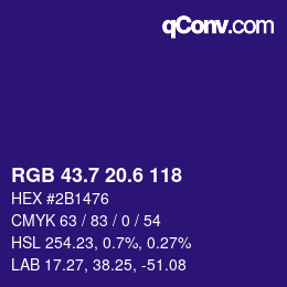 カラーコード: RGB 43.7 20.6 118 | qconv.com