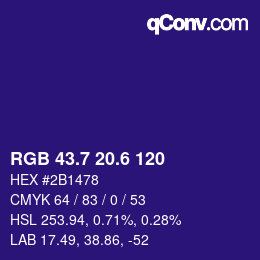 カラーコード: RGB 43.7 20.6 120 | qconv.com