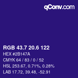 カラーコード: RGB 43.7 20.6 122 | qconv.com