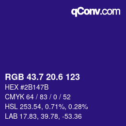 カラーコード: RGB 43.7 20.6 123 | qconv.com