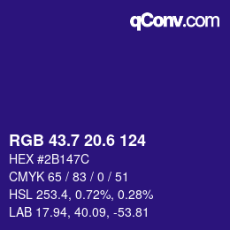カラーコード: RGB 43.7 20.6 124 | qconv.com
