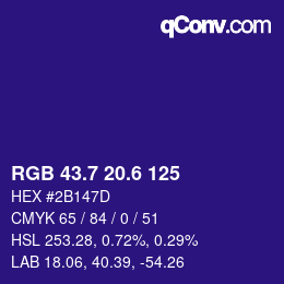カラーコード: RGB 43.7 20.6 125 | qconv.com