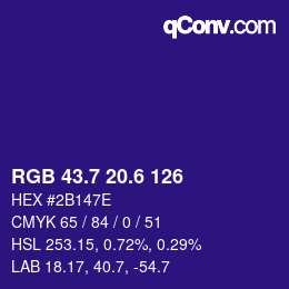 カラーコード: RGB 43.7 20.6 126 | qconv.com
