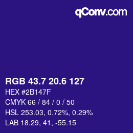 カラーコード: RGB 43.7 20.6 127 | qconv.com