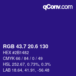 カラーコード: RGB 43.7 20.6 130 | qconv.com