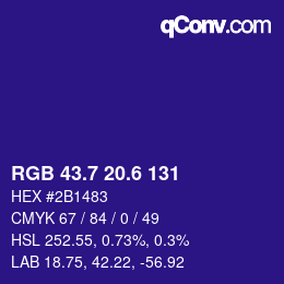 カラーコード: RGB 43.7 20.6 131 | qconv.com