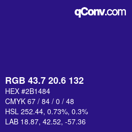 カラーコード: RGB 43.7 20.6 132 | qconv.com