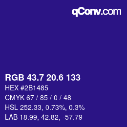 カラーコード: RGB 43.7 20.6 133 | qconv.com