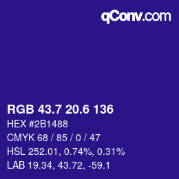 カラーコード: RGB 43.7 20.6 136 | qconv.com