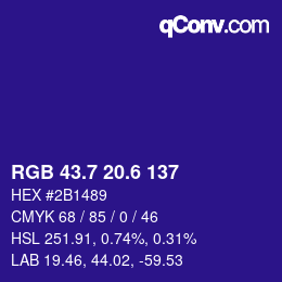 カラーコード: RGB 43.7 20.6 137 | qconv.com