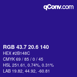 カラーコード: RGB 43.7 20.6 140 | qconv.com