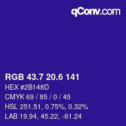 カラーコード: RGB 43.7 20.6 141 | qconv.com