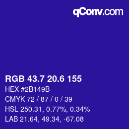カラーコード: RGB 43.7 20.6 155 | qconv.com