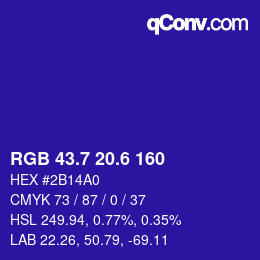 カラーコード: RGB 43.7 20.6 160 | qconv.com