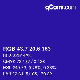 カラーコード: RGB 43.7 20.6 163 | qconv.com