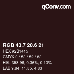 カラーコード: RGB 43.7 20.6 21 | qconv.com