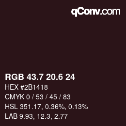 カラーコード: RGB 43.7 20.6 24 | qconv.com