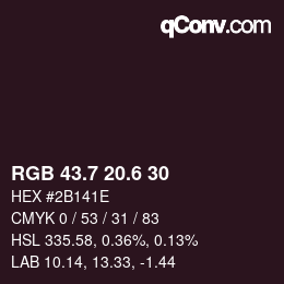 カラーコード: RGB 43.7 20.6 30 | qconv.com