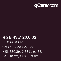 カラーコード: RGB 43.7 20.6 32 | qconv.com