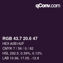 カラーコード: RGB 43.7 20.6 47 | qconv.com
