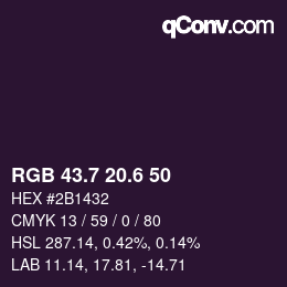 カラーコード: RGB 43.7 20.6 50 | qconv.com