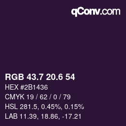カラーコード: RGB 43.7 20.6 54 | qconv.com