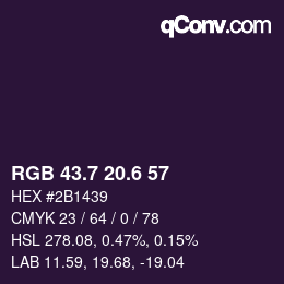 カラーコード: RGB 43.7 20.6 57 | qconv.com