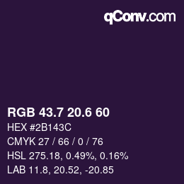 カラーコード: RGB 43.7 20.6 60 | qconv.com