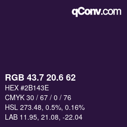 カラーコード: RGB 43.7 20.6 62 | qconv.com