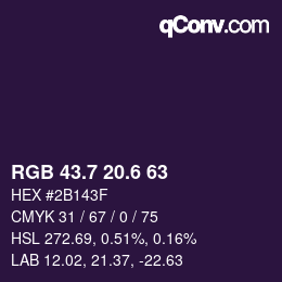 カラーコード: RGB 43.7 20.6 63 | qconv.com