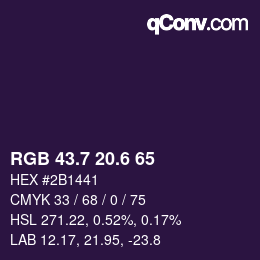 カラーコード: RGB 43.7 20.6 65 | qconv.com