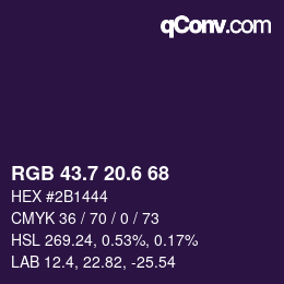 カラーコード: RGB 43.7 20.6 68 | qconv.com