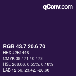 カラーコード: RGB 43.7 20.6 70 | qconv.com