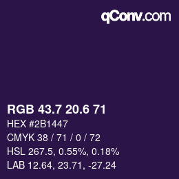 カラーコード: RGB 43.7 20.6 71 | qconv.com