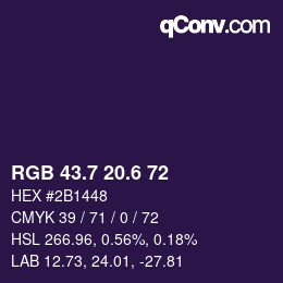 カラーコード: RGB 43.7 20.6 72 | qconv.com