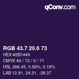カラーコード: RGB 43.7 20.6 73 | qconv.com