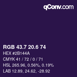 カラーコード: RGB 43.7 20.6 74 | qconv.com