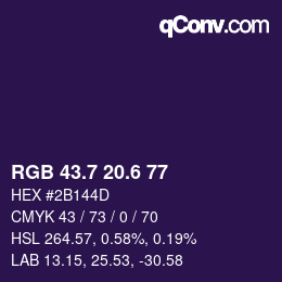 カラーコード: RGB 43.7 20.6 77 | qconv.com