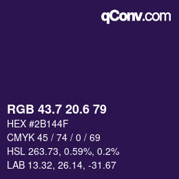 カラーコード: RGB 43.7 20.6 79 | qconv.com