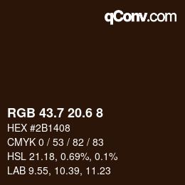 カラーコード: RGB 43.7 20.6 8 | qconv.com